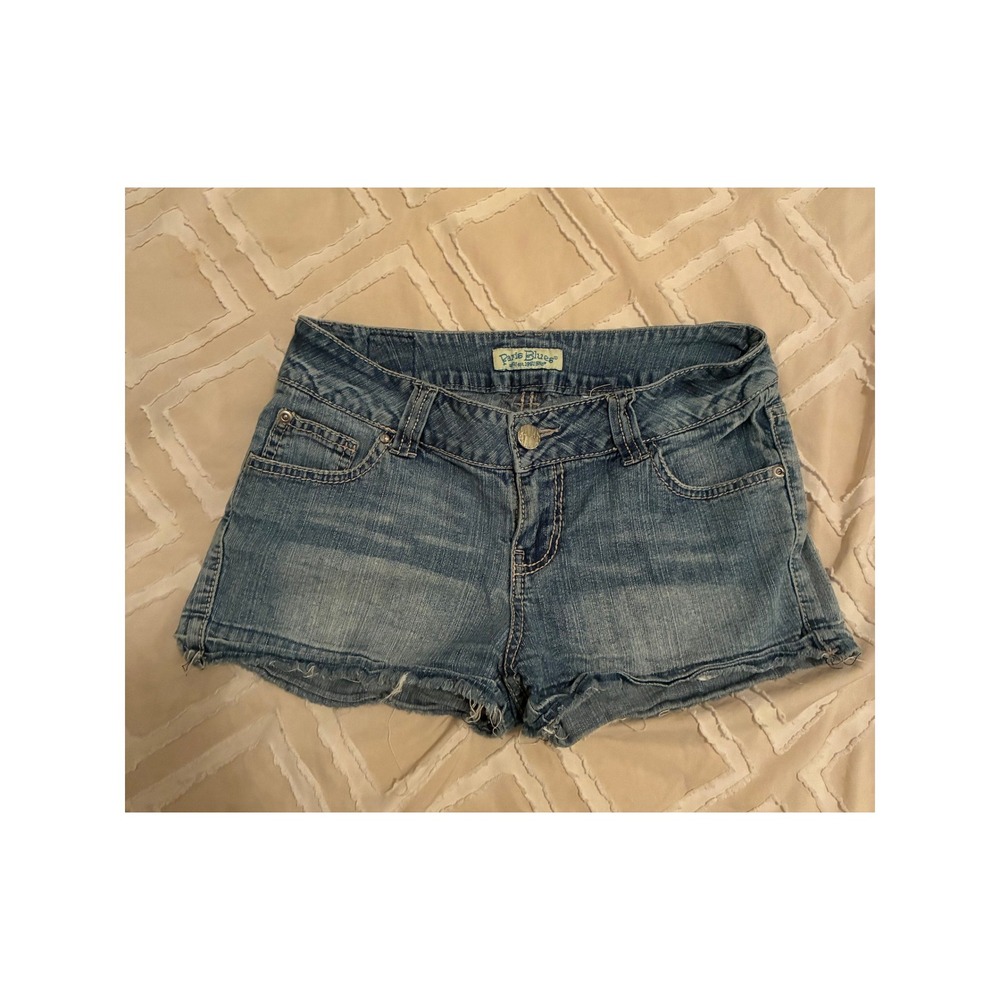 Paris Blues Y2K Denim Shorts Womens Size 9 Medium Wash Low Rise Frayed Cut Offs